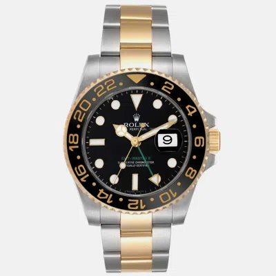 Pre-owned Rolex Gmt Master Ii Steel Yellow Gold Black Dial Men's Watch 40 Mm