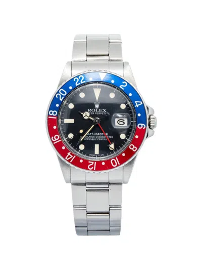 Pre-owned Rolex Gmt-master Red Blue Bezel 40mm Watch In Black