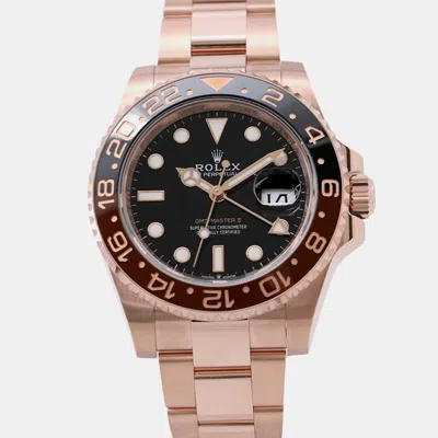 Pre-owned Rolex Gmt-master Ii 126715chnr Automatic Black Dial 18k Rose Gold Men's Wristwatch 40mm