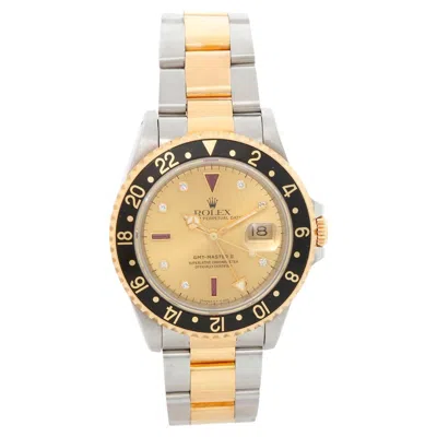 Pre-owned Rolex Gmt-master Ii 2-tone Men's Watch 16713 With Ruby Serti Dial In Multi