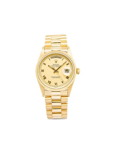 Pre-owned Rolex Gold Daydate Fluted 36mm