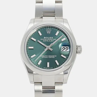 Pre-owned Rolex Green Stainless Steel Datejust 278240 Wristwatch 31mm