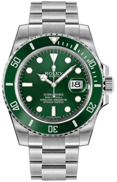 Pre-owned Rolex "hulk" Submariner Date Green Dial Luxury Dress Watch Buy Sale Online
