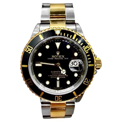 Pre-owned Rolex Iconic Vintage  Submariner Steel And Gold Wristwatch With Black Dial