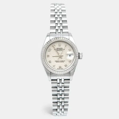Pre-owned Rolex Ivory Jubilee 18k White Gold Stainless Steel 79174 Women's Wristwatch 26 Mm