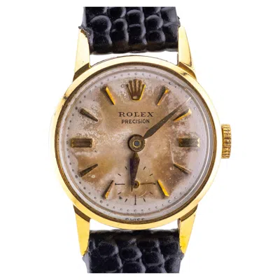 Pre-owned Rolex Ladies 18 Karat Yellow Gold Vintage Precision Wrist Watch
