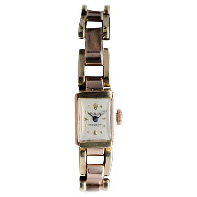 Pre-owned Rolex Ladies Art Deco Rare 14kt Two-tone Gold Bracelet Watch, Circa 1940's In Multi