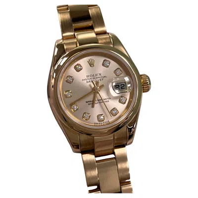 Pre-owned Rolex Ladies Datejust 179165 Factory Pink Diamond Dial 18k Rose Gold In Red
