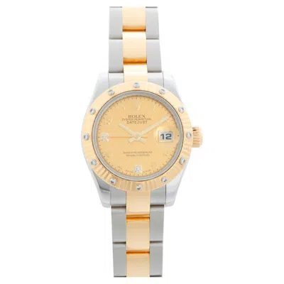 Pre-owned Rolex Ladies Datejust 2-tone Diamond Watch 179313 Gold Champagne Mother Of Pearl In Multi