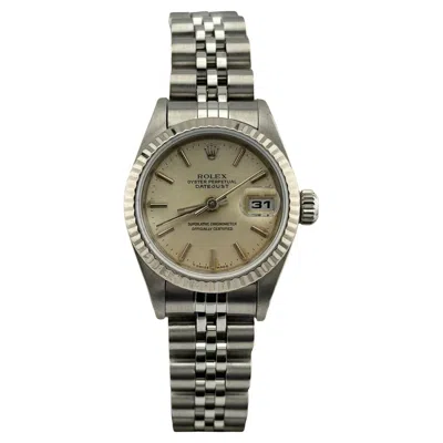 Pre-owned Rolex Ladies Datejust 69174 26mm Silver Dial Steel 18k White Gold Box Papers