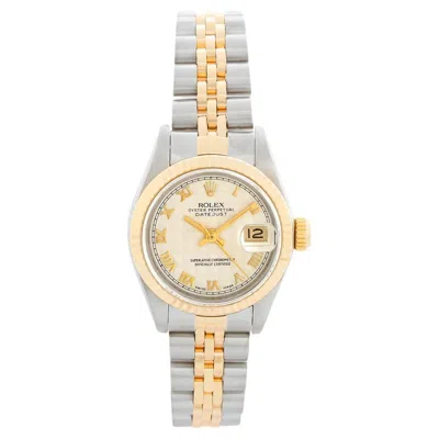 Pre-owned Rolex Ladies Datejust Steel & Gold Watch 69173 Ivory Dial In White