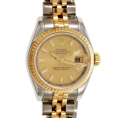 Pre-owned Rolex Ladies Gold Steel Datejust Wristwatch Ref 179173 In Multi