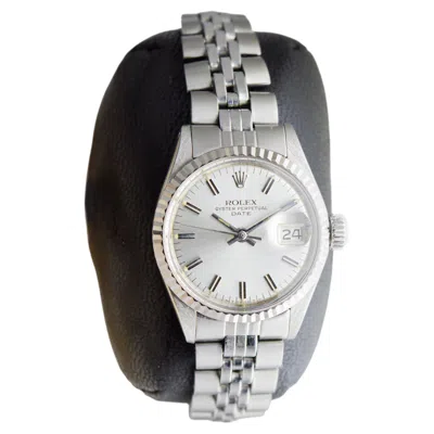 Pre-owned Rolex Ladies Steel Oyster Perpetual Date With An Original Silvered Dial 1969 In Multiple