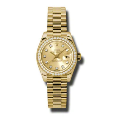 Rolex Lady-datejust 26 Champagne Dial 18k Yellow Gold President Automatic Ladies Watch 179138cdp