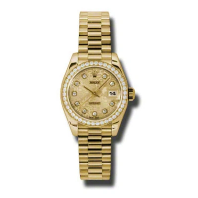 Rolex Lady-datejust 26 Champagne Dial 18k Yellow Gold President Automatic Ladies Watch 179138cjdp