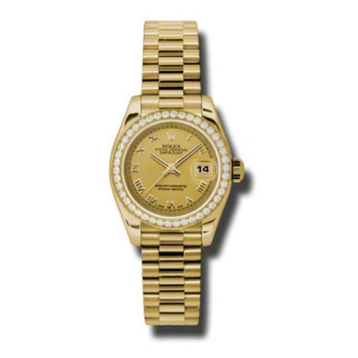 Rolex Lady-datejust 26 Champagne Dial 18k Yellow Gold President Automatic Ladies Watch 179138crp