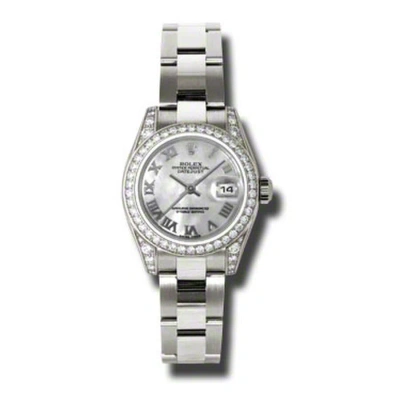 Rolex Lady Datejust 26 Mother Of Pearl Dial 18k White Gold Oyster Bracelet Automatic Watch 179159mro In Metallic