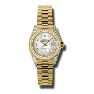 Rolex Lady-datejust 26 Mother Of Pearl Dial 18k Yellow Gold President Automatic Ladies Watch 179158m