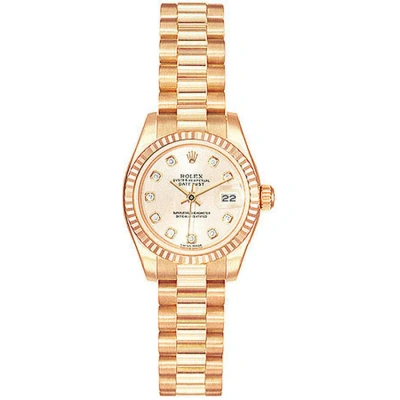 Rolex Lady-datejust 26 Pink Dial 18k Rose Gold President Automatic Ladies Watch 179175rdp