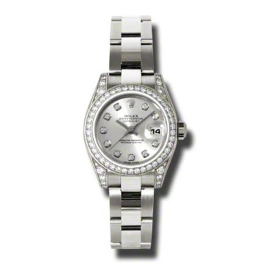 Rolex Lady Datejust 26 Silver Dial 18k White Gold Oyster Bracelet Automatic Watch 179159sdo In Metallic