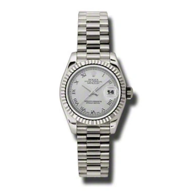 Rolex Lady-datejust 26 Silver Dial 18k White Gold President Automatic Ladies Watch 179179srp