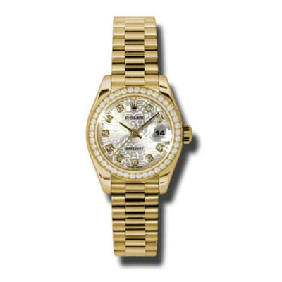Rolex Lady-datejust 26 Silver Dial 18k Yellow Gold President Automatic Ladies Watch 179138sjdp