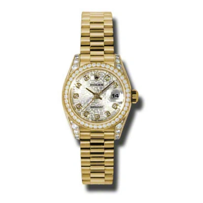 Rolex Lady-datejust 26 Silver Dial 18k Yellow Gold President Automatic Ladies Watch 179158sjdp