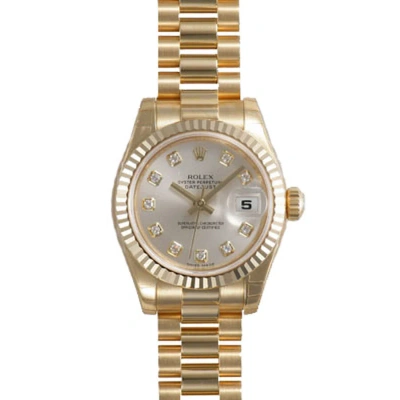Rolex Lady-datejust 26 Silver Dial 18k Yellow Gold President Automatic Ladies Watch 179178sdp