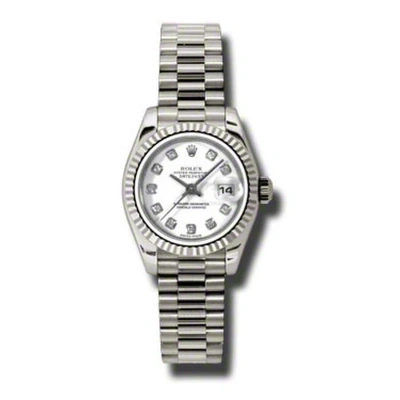 Rolex Lady-datejust 26 White Dial 18k White Gold President Automatic Ladies Watch 179179wdp