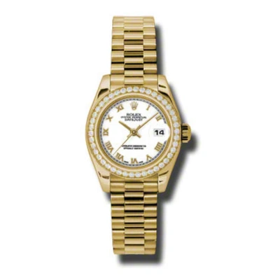 Rolex Lady-datejust 26 White Dial 18k Yellow Gold President Automatic Ladies Watch 179138wrp