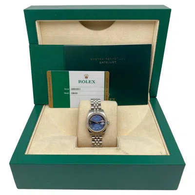 Pre-owned Rolex Lady Datejust 26mm Steel Blue Concentric Dial Ladies Watch 179174
