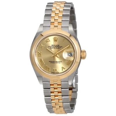 Rolex Lady Datejust 28 Champagne Dial Automatic Two Tone Jubilee Watch 279163crj In Gold