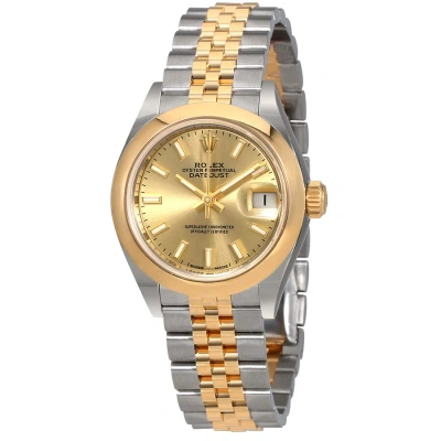 Rolex Lady Datejust 28 Champagne Dial Steel And 18kt Yellow Gold Jubilee Watch 279163csj