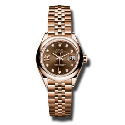 Rolex Lady Datejust 28 Chocolate Dial 18k Pink Gold Jubilee Bracelet Automatic Watch 279165chrdj