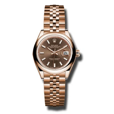 Rolex Lady Datejust 28 Chocolate Dial 18k Pink Gold Jubilee Bracelet Automatic Watch 279165chsj