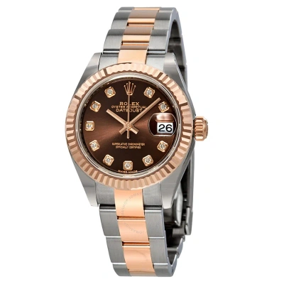 Rolex Lady Datejust 28 Chocolate Diamond Dial Automatic Two-tone Ladies Watch 279171chdo In Multi