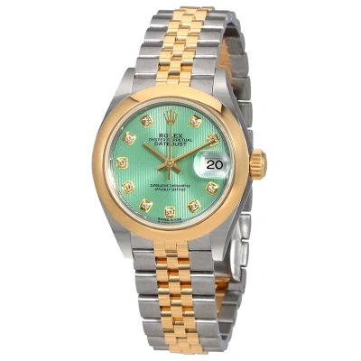 Rolex Lady Datejust 28 Mint Green Steel And 18kt Yellow Gold Jubilee Watch 279163gndj