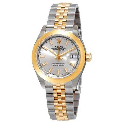 Rolex Lady Datejust 28 Silver Dial Steel And 18k Yellow Gold Jubilee Watch 279163ssj
