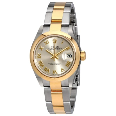 Rolex Lady Datejust 28 Silver Dial Steel And 18k Yellow Gold Oyster Watch 279163sro In Multi