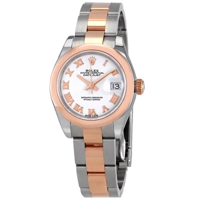 Rolex Lady-datejust 28 White Dial Automatic Steel And 18kt Everose Gold Oyster Watch 279161wro In Gray