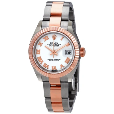 Rolex Lady-datejust 28 White Dial Ladies Steel And 18kt Everose Gold Oyster Watch 279171wro In Gray