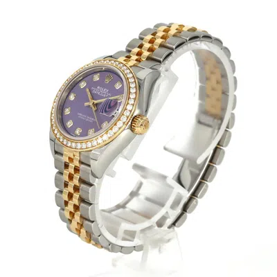Pre-owned Rolex Lady Datejust 28mm Steel Bag Watch () In Purple