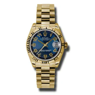 Rolex Lady-datejust 31 Blue Concentric Dial 18k Yellow Gold President Automatic Ladies Watch 178278b