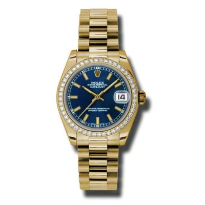 Rolex Lady-datejust 31 Blue Dial 18k Yellow Gold President Automatic Ladies Watch 178288blsp