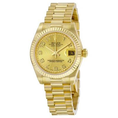 Rolex Lady-datejust 31 Champagne Concentric Circle Dial 18k Yellow Gold President Automatic Ladies W