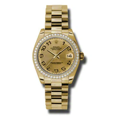 Rolex Lady-datejust 31 Champagne Concentric Circle Dial 18k Yellow Gold President Automatic Ladies W