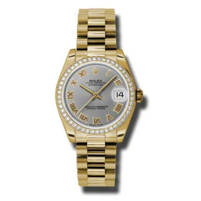Rolex Lady-datejust 31 Grey Dial 18k Yellow Gold President Automatic Ladies Watch 178288grp