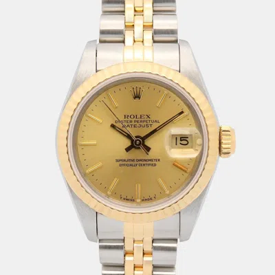 Pre-owned Rolex Lady Datejust 69173 Gold Yellow Gold Stainless Steel Automatic Women Wristwatch 26mm