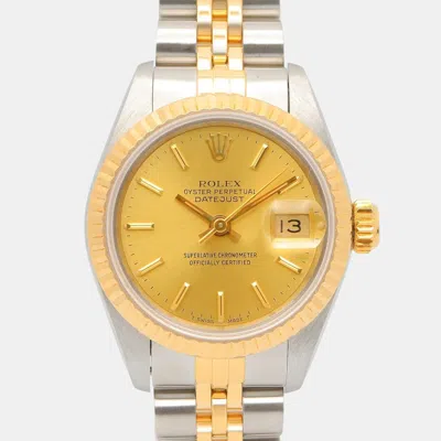 Pre-owned Rolex Lady Datejust 69173 Gold Yellow Gold Stainless Steel Automatic Women Wristwatch 26mm