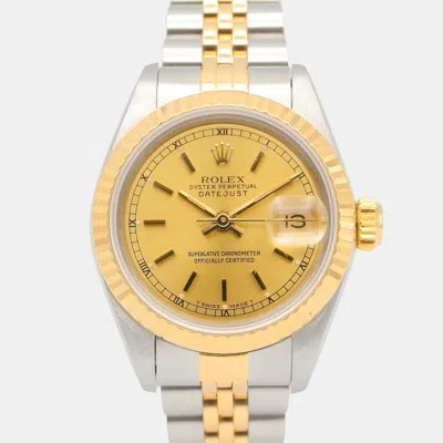 Pre-owned Rolex Lady Datejust 69173 Gold Yellow Gold Stainless Steel Automatic Women Wristwatch 26mm